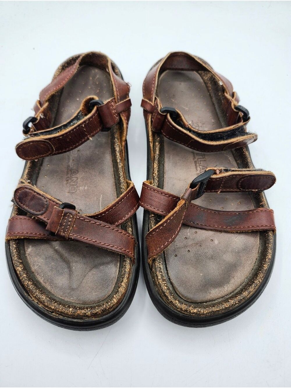 Eastland Brown Leather Adjustable Strap Sandals Vintage